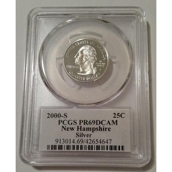 2000 S Silver New Hampshire State Quarter Proof PR69 DCAM PCGS Flag Label - Picture 2 of 2